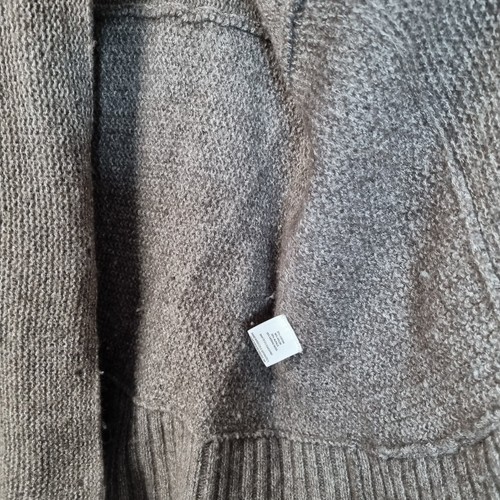 Eileen Fisher Thick Cardigan Sweater Front Pocket High Neck Long Alpaca Merino L - Picture 6 of 7