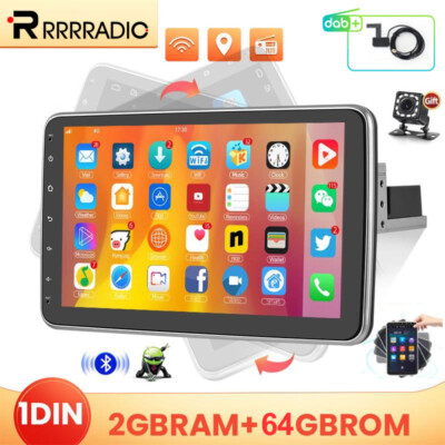 10'' Android 13 DAB+ Autoradio GPS Navi 1DIN WIFI 360° Drehbar Bildschirm +Kamera
