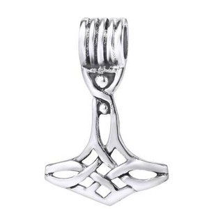 Authentic Celtic Swirl Thor's Norse Hammer 14K White Gold Plated Silver Pendant Necklace