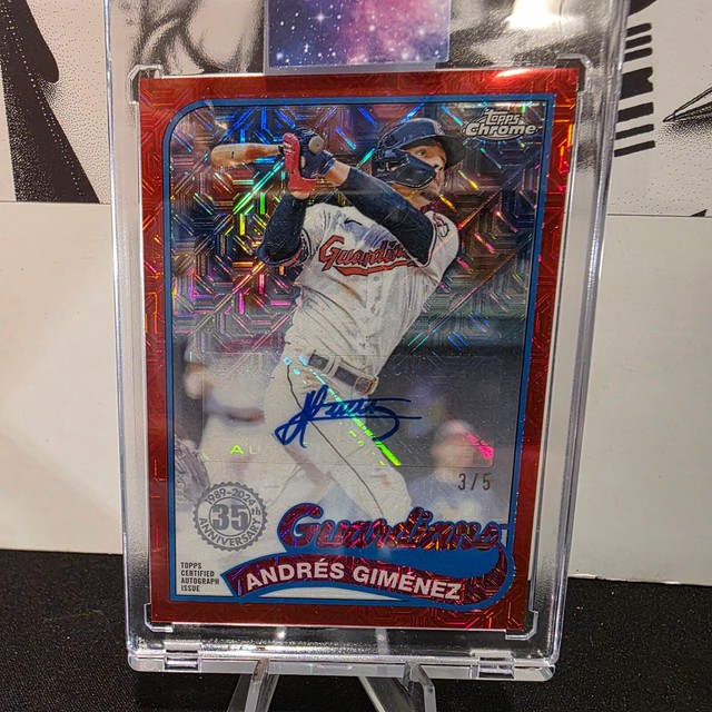 2024 Topps Chrome 1989 Silver Pack - Andres Gimenez Red Mojo Auto /5 - Guardians