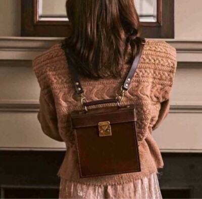 Beara Beara Antique SQUARE Shoulder Backpack BAG Cow Leather RED BROWN USED