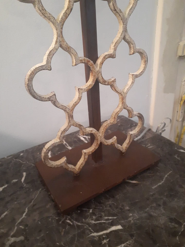 HEAVY Stunning French Style Metal Lamp Trellis Design HIGH END BRASS LAMP 34" - Image 3 of 4