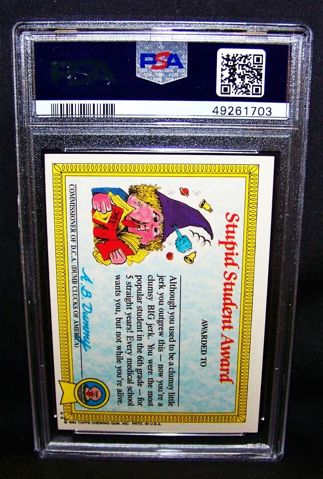 GARBAGE PAIL KIDS, 1985, 1st Series, #5b JAY Decay, AWARD, Glossy, OS1, PSA 7 NM view 2