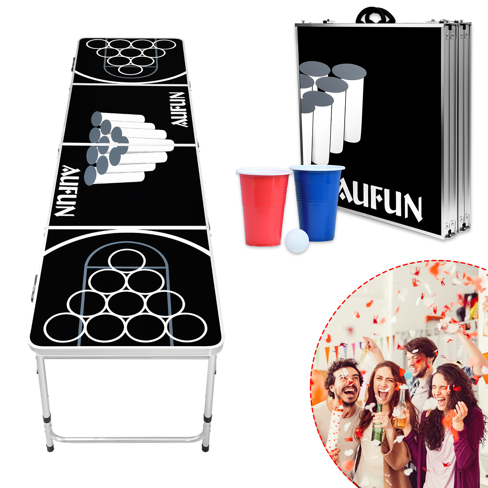 Bier Pong Tisch Beerpong Bierpong Table Trinkspiel Klapptisch 100 Becher 5 Ball