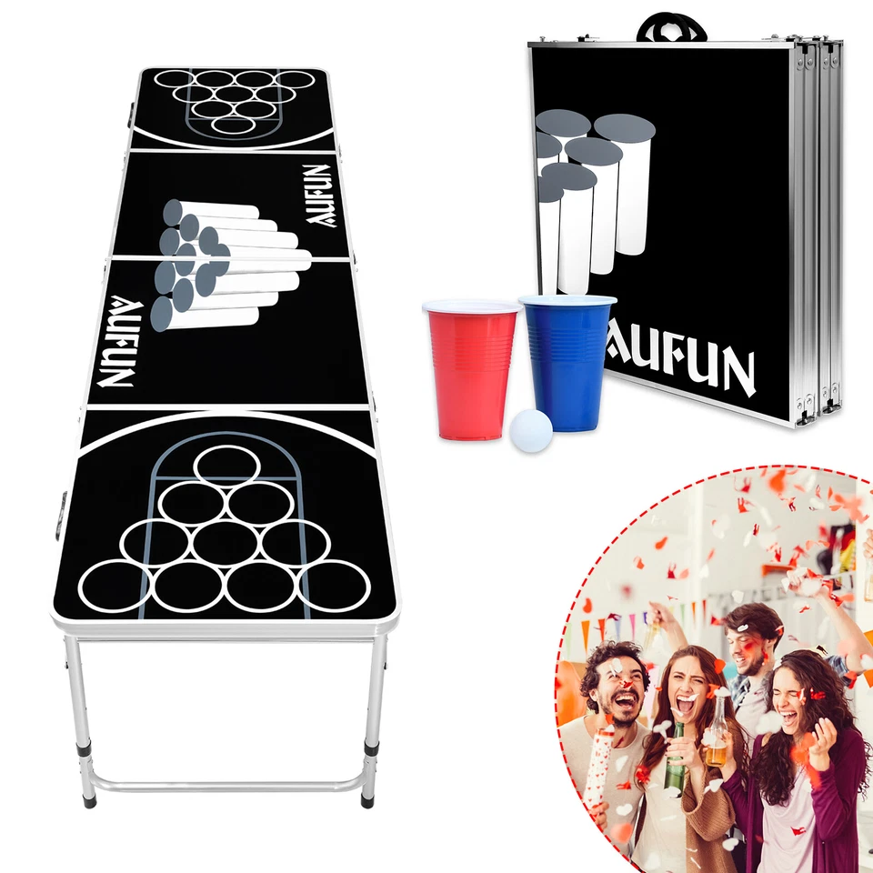 FROADP Bier Pong Tisch Beerpong Bierpong Table Trinkspiel Klapptisch 100 Becher 5 Ball#