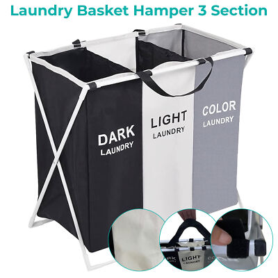 Hell dunkle Farbe Wäschekorb 3-teilig faltbar Korb Wäscheeimer Organizer