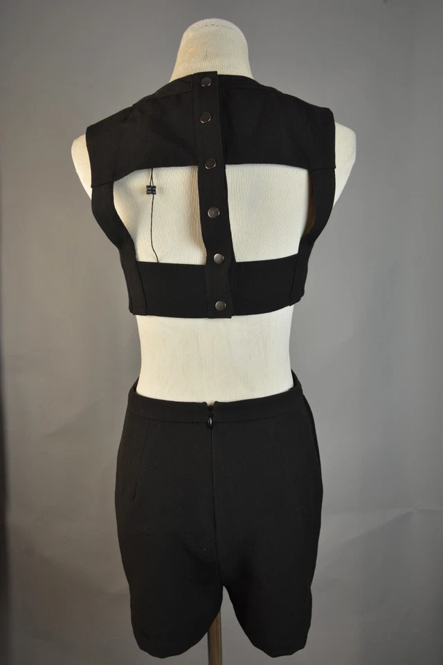 BCBG MAXAZRIA CUT OUT BLACK ROMPER DRESS SZ S — 第 3/4 张图片