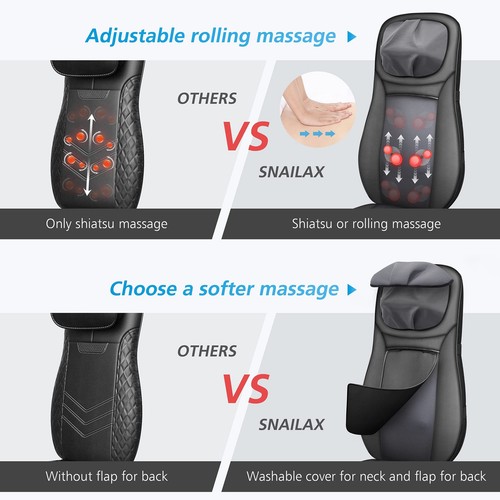 Snailax shiatsu Neck & Back Massager with Heat Full Back Kneading Shiatsu or ... - Picture 3 of 9