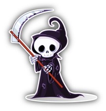 Grim Reaper Cartoon Vinyl Sticker Car Bumper Decal