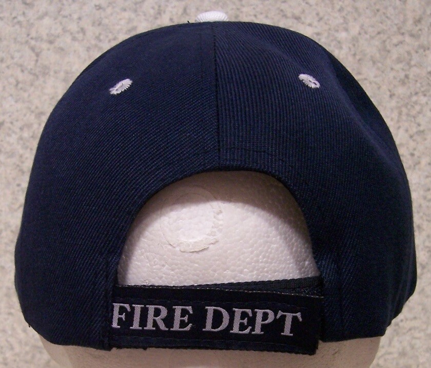 Fire Department Emblem Embroidered Cap – Black & White Adjustable Hat, One Size Fits Most, Cotton Blend, CAP651 Style