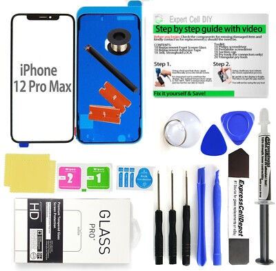 for Apple iPhone 12 Pro Max Front Screen Outer Glass Lens Replacement kit 