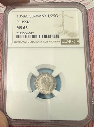1869 A Prussia Germany Half 1/2 Silber Groschen NGC MS63