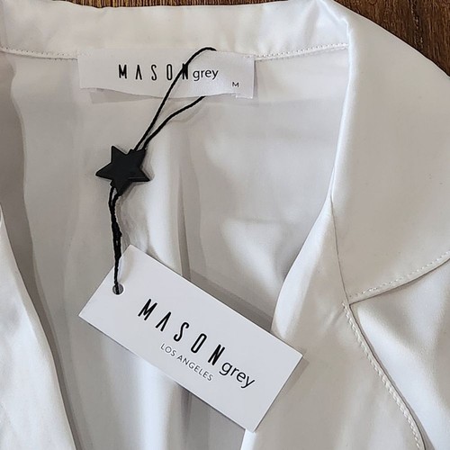 NWT Mason Grey Women's Charolette PJ shirt Blanc Sz Med Clean Minimal Classic - Picture 4 of 11