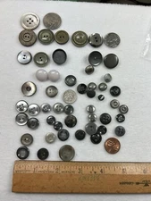 Buttons Lot of 50 GRAY 2 hole 4 hole shank back variety 3/4" 1/2" 5/8" vintage