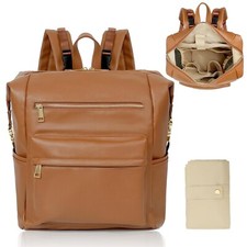 Omanmoli Diaper Bag Backpack Leather Backpack with 17 Pockets Travel Baby