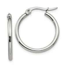 Stainless Steel 22mm Diameter Hoop Earrings