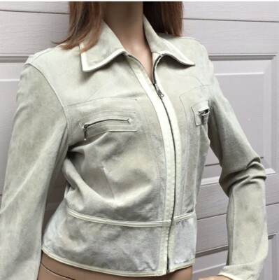ANTHROPOLOGIE JUNE SUEDE Leather Retro JACKET SIZE LARGE NEW