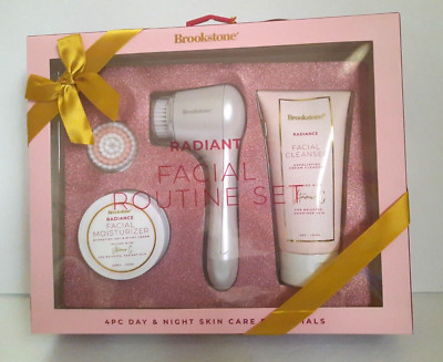 Brookstone Radiant Facial Routine Set 4 pc. Day & Night Skin Care Essentials New