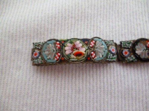 pulsera antigua Millefiori joyería mosaico de vidrio - Imagen 2 de 9