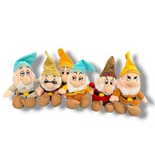Disney Seven Dwarfs Bean Bag Plush Lot 6 Sleepy Doc Grumpy Sneezy