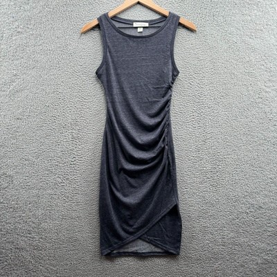 Treasure & Bond Ruched Side Sleeveless Dress Medium Charcoal Heather Grey XXS