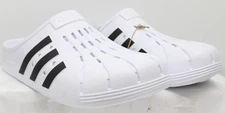 Adidas Men Adilette Clogs White Black Sandals SIZE 9 Free Shipping New in Box