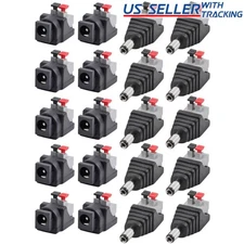 10-Pairs Male & Female DC Power Jack Plug Screwless Quick Wire Connector 5.5x2.1