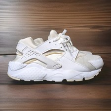 Nike Air Huarache Shoes Triple White Leather Mesh 634835-110 Youth 5.5