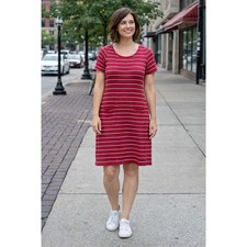 T By Talbots Striped Dress Womens Size XS Pockets Modal Athleisure Casual