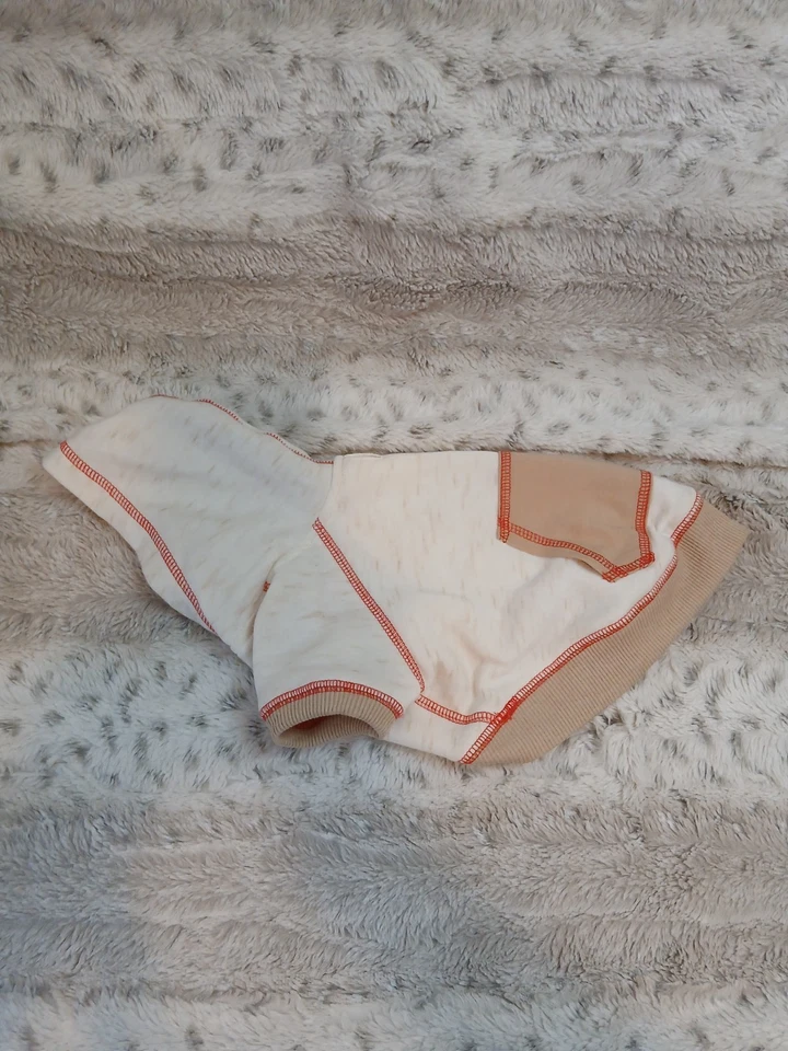 Moletom com capuz creme e bronzeado para cachorros pequenos com bolso - NOVO - Imagem 2 de 4