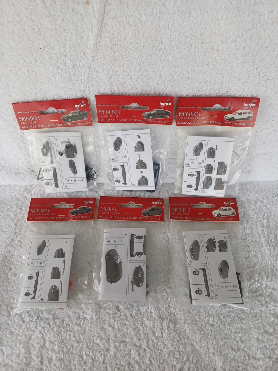 Herpa HO 1/87 Minikit Collection Of Six Different New Sealed Model Car Kits