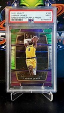 LeBron James PSA 9 MINT 2021-22 Panini Select Green White Purple Prizm #100