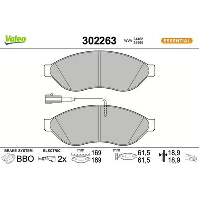 Valeo 302263 Bremsbelagsatz für FIAT PEUGEOT CITROEN DUCATO STILO LINEA QUBO