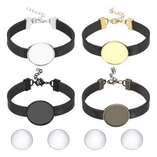 Bracelet Blanks for Jewelry Making 4pcs 25mm Black