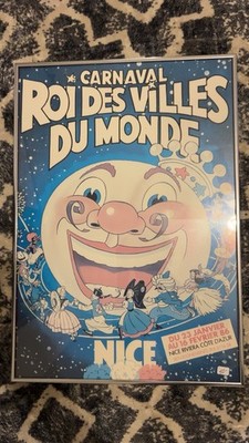 Carnaval Roi des Villes du Monde Nice 1986 Framed Vintage French Carnival Poster