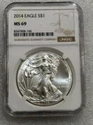 2016 SILVER EAGLE NGC MS 69 ~~ BROWN LABEL  ~~ NO SPOTS ~~ PRISTINE   (166)