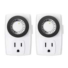 BN-LINK BND-60/U47 Indoor Mini 24-Hour Mechanical Outlet Timer 3-Prong 2-Pack