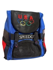 90s Speedo Team USA Large blue red Backpack, Book Bag, Swim team, Tribal Straps.
