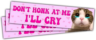 Please Don't Honk at Me I'll Cry Sticker, 5'' Funny New Driver Decal  Color: H1