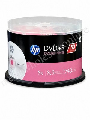50 Pack HP Blank DVD+R DL 8.5GB Dual Double Layer 8X Logo Recordable Media Disc