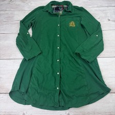 Ralph Lauren LRL Women's Small Green Night Gown Buttons Pocket Classic Preppy