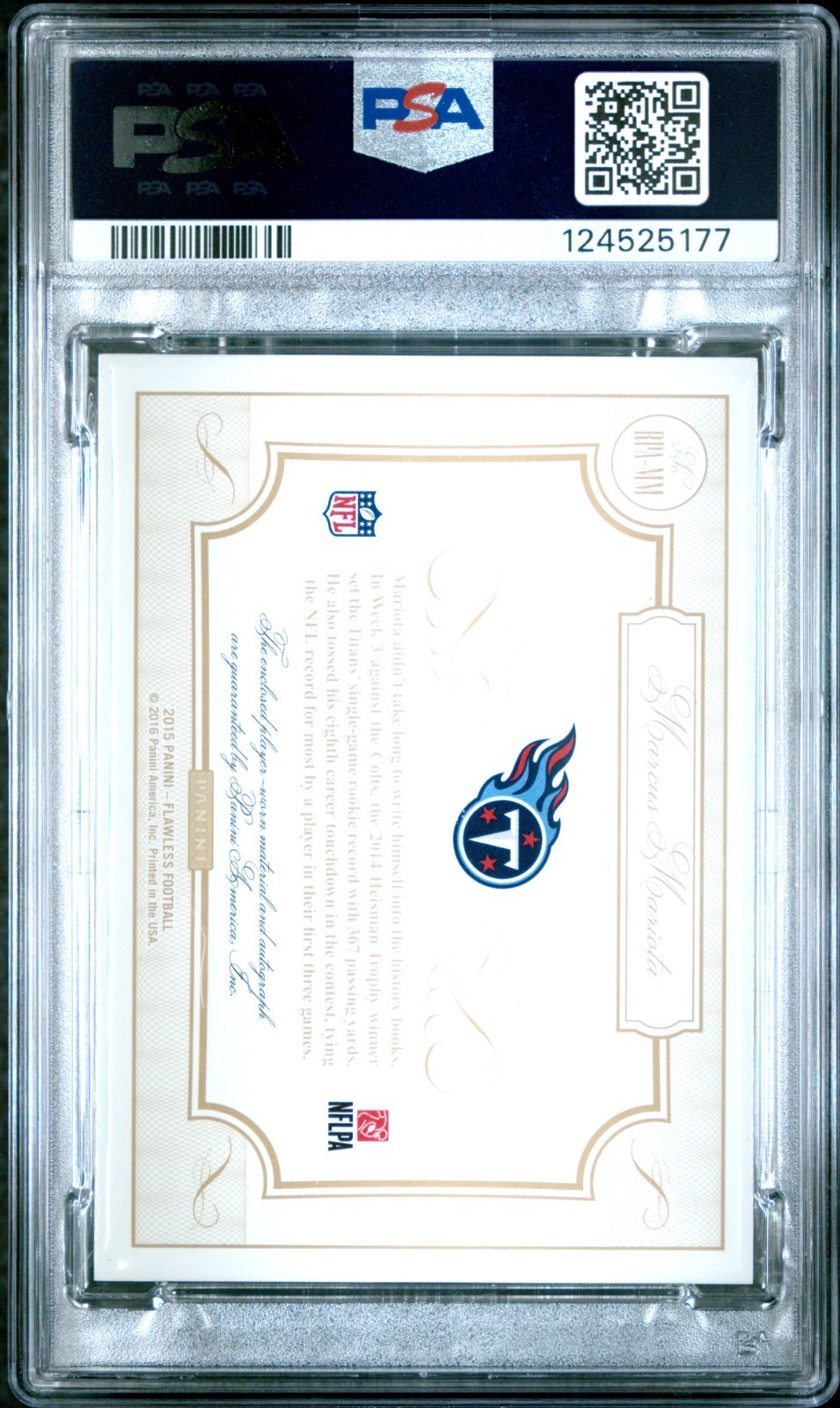 2018 Panini Honors MARCUS MARIOTA 2015 Flawless RPA PSA 8 #1/1 view 2