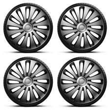 Wheel Trims 16" Black Silver Sepang Hub Caps x4 Fits VAUXHALL ASTRA VAN
