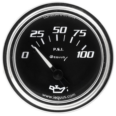 EQUUS 2.0 Dia Oil Pressure Gauge Chrome 0-100psi- E7234