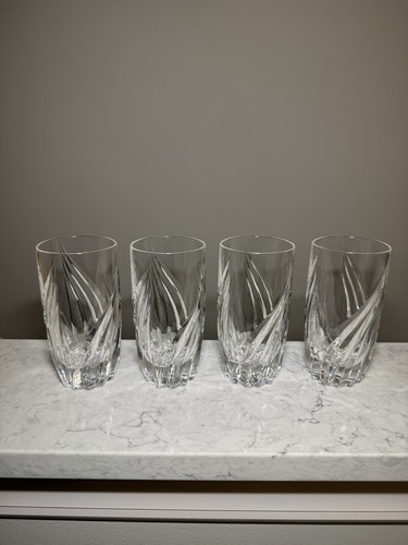 Lenox Debut Highball Glasses Set Elegant Crystal Clear Cut Drink Tumblers Four