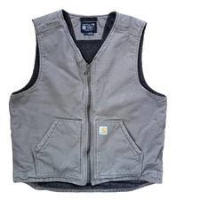 Carhartt Washed Duck Sherpa Lined Men  s Vest Driftwood L Tall OV4394-M
