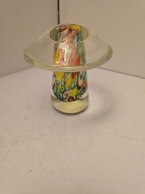 Hand Blown VANDOR 1969 Japan Art Glass Paperweight Mushroom Sculpture