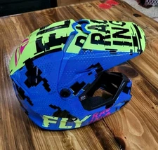 FLY RACING YOUTH M KINETIC SCAN MX HELMET - BLUE/HI-VIS/PINK - MOTOCROSS/OFFROAD