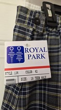 Royal Park School Uniform Skirt Sz 18 Tee Half Green Gray Blue Plaid NWT