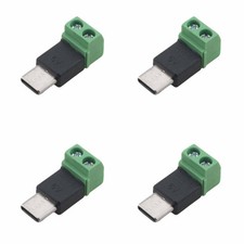 4 PCS Type C Male To 2P Green Terminal Adapter USB 2.0 Screwed Charging
